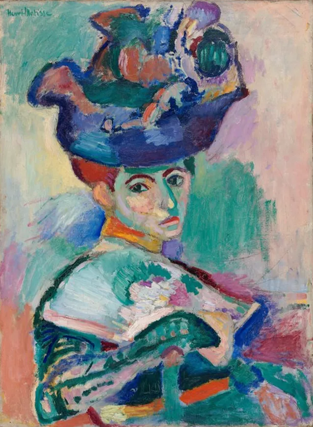 Bức tranh chân dung “The Woman with a Hat” được Matisse thể hiện với những màu sắc rực rỡ, táo báo