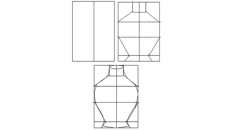 Vẽ phác thảo hình dáng tổng quát của bình hoa