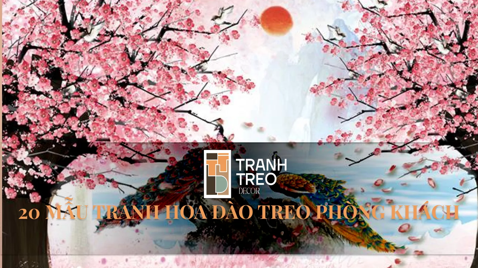 20+ Mẫu tranh hoa đào treo phòng khách, phòng ngủ sang trọng