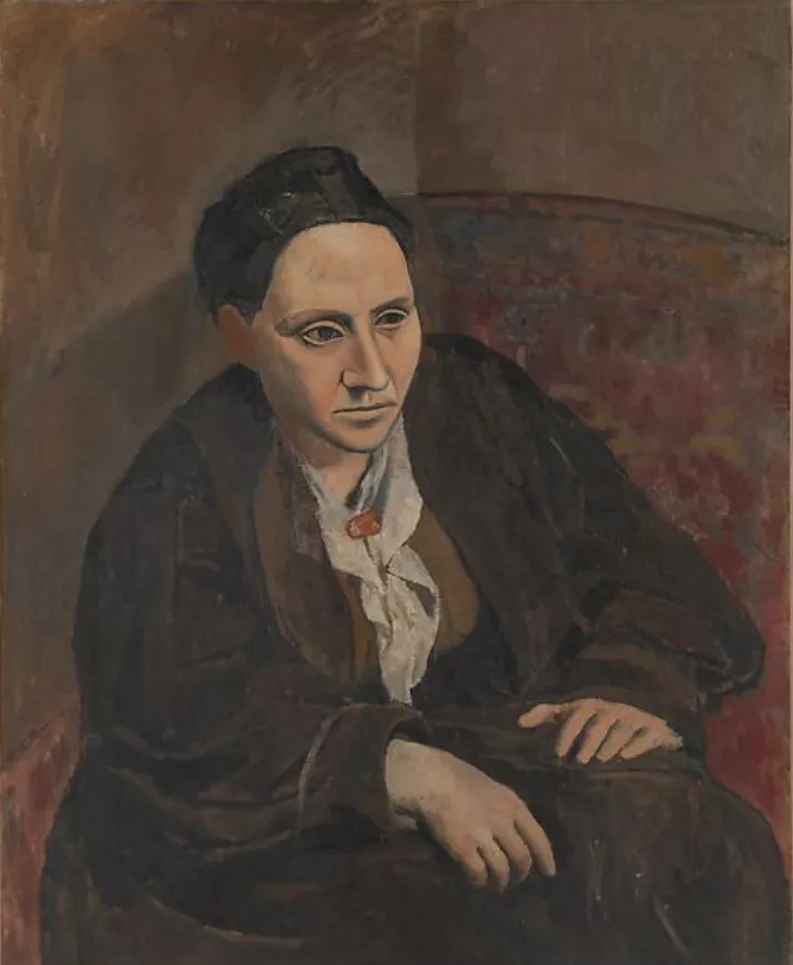 “Gertrude Stein” là một bức chân dung ấn tượng được vẽ vào gần cuối thời kỳ hồng của Picasso