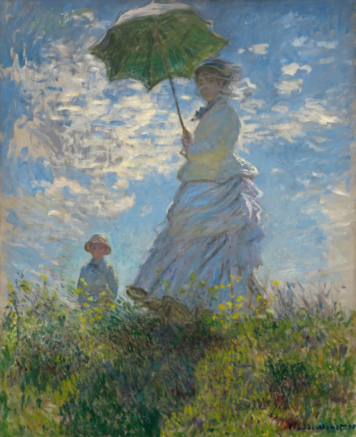 Woman with a Parasol là bức tranh tiêu biểu về niềm đam mê của Monet đối với ánh sáng và chuyển động