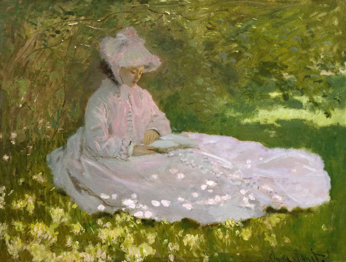 Tác phẩm “Springtime” là một trong những tác phẩm chân dung mà Monet vẽ người vợ của mình