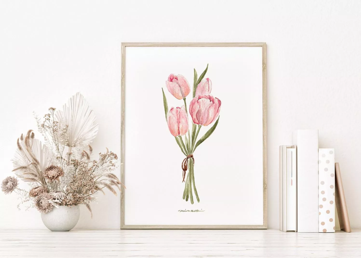 Tranh màu nước hoa tulip: nhẹ nhàng, mềm mại và sống động