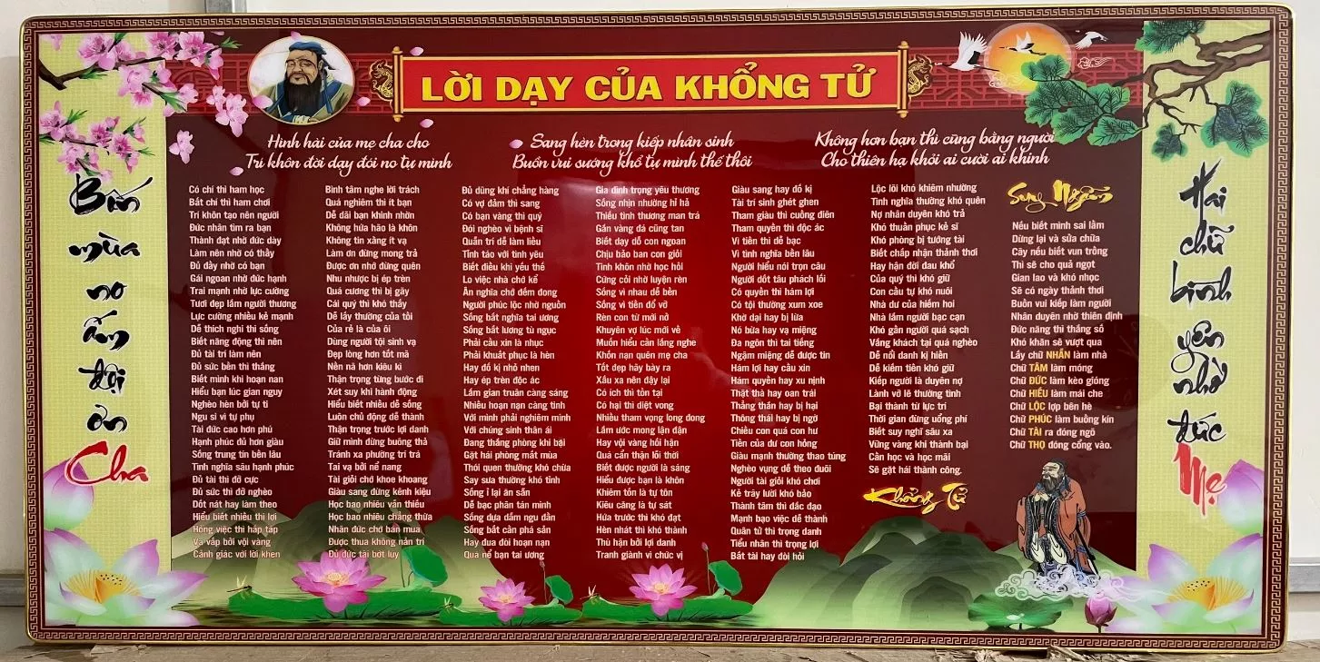 Mẫu tranh lời dạy Khổng Tử kích thước lớn, hoàn hảo cho không gian rộng rãi