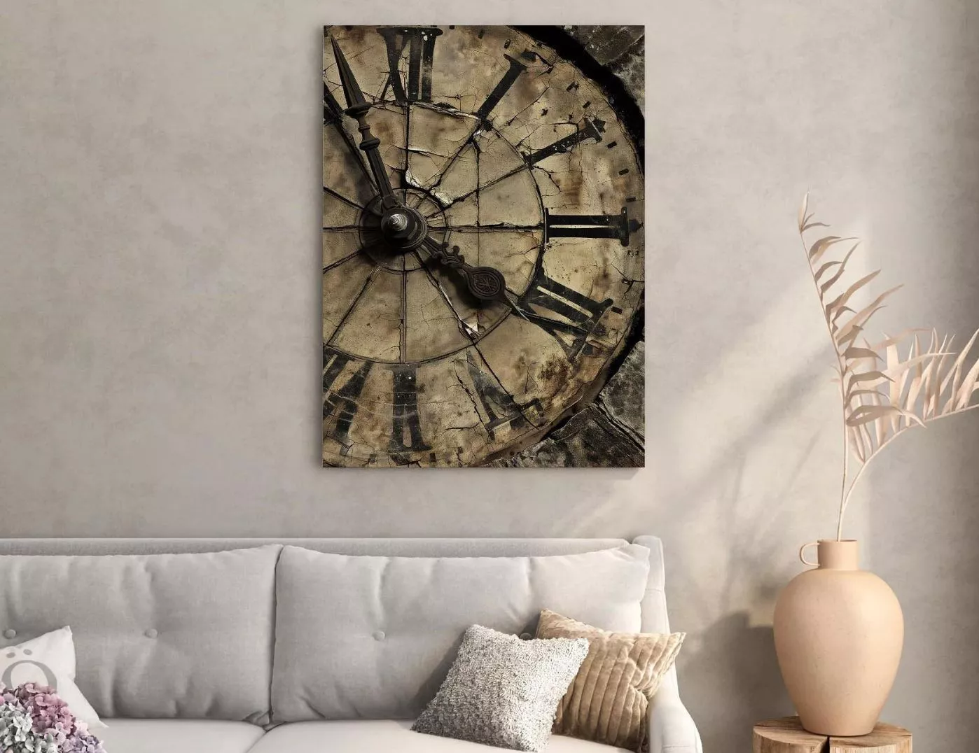 Mẫu đồng hồ tranh treo tường chất liệu canvas Vintage hoài cổ trang trí phòng khách