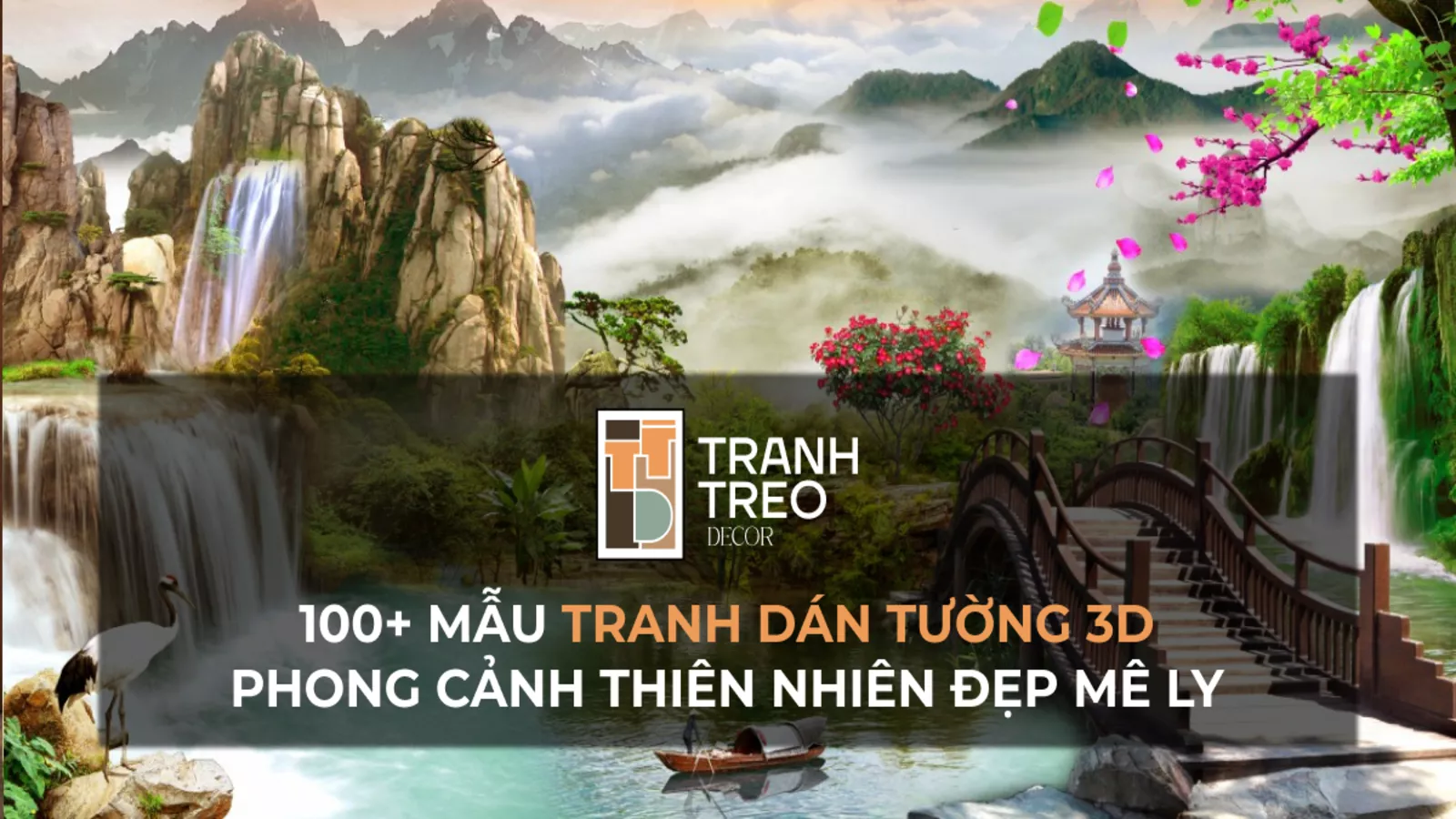 10+ Mẫu tranh dán tường 3D phong cảnh thiên nhiên đẹp mê ly