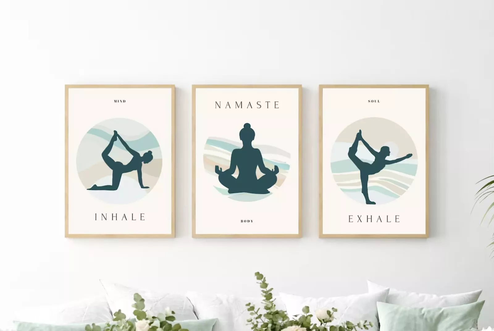 Bộ tranh ghép 3 bức Yoga trang trí phòng khách