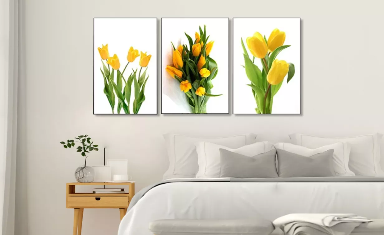 Bộ tranh hoa tulip treo tường phòng ngủ đẹp mắt