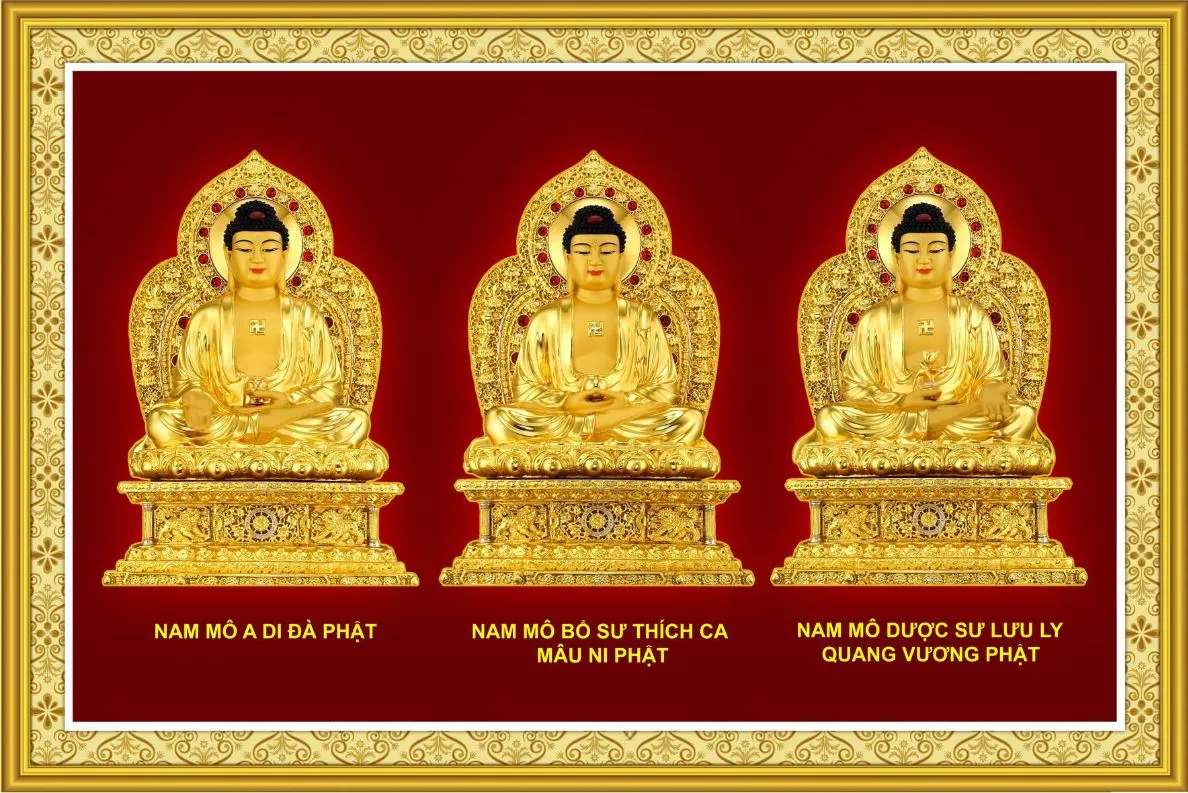 Tranh Tam Thế Phật  mang đến sự bình an cho gia đình