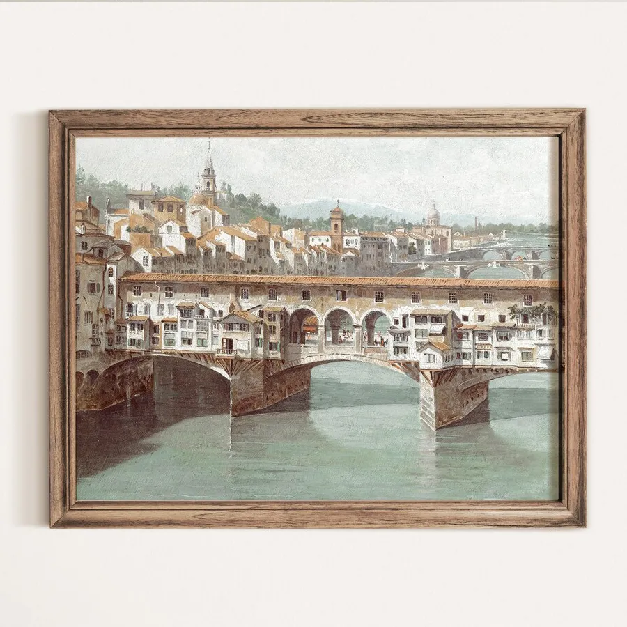 Tranh treo phòng khách vintage: Hồn Cổ Ponte Vecchio